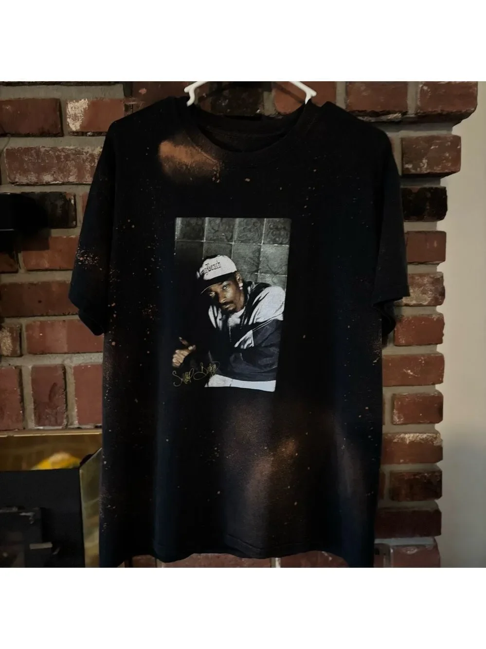 Vintage OOAK Snoop Dog Bleach-Splatter Men's T-Shirt Tee Sz Large 90’s OG Rap